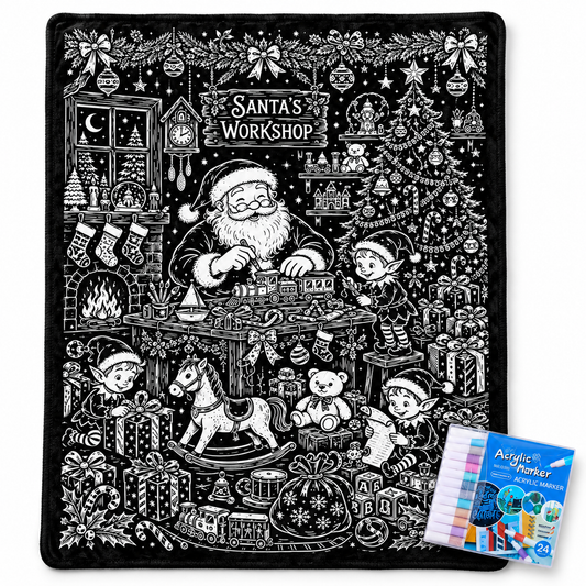 CozyDoodle™ Christmas Coloring Blanket – Color, Relax & Create