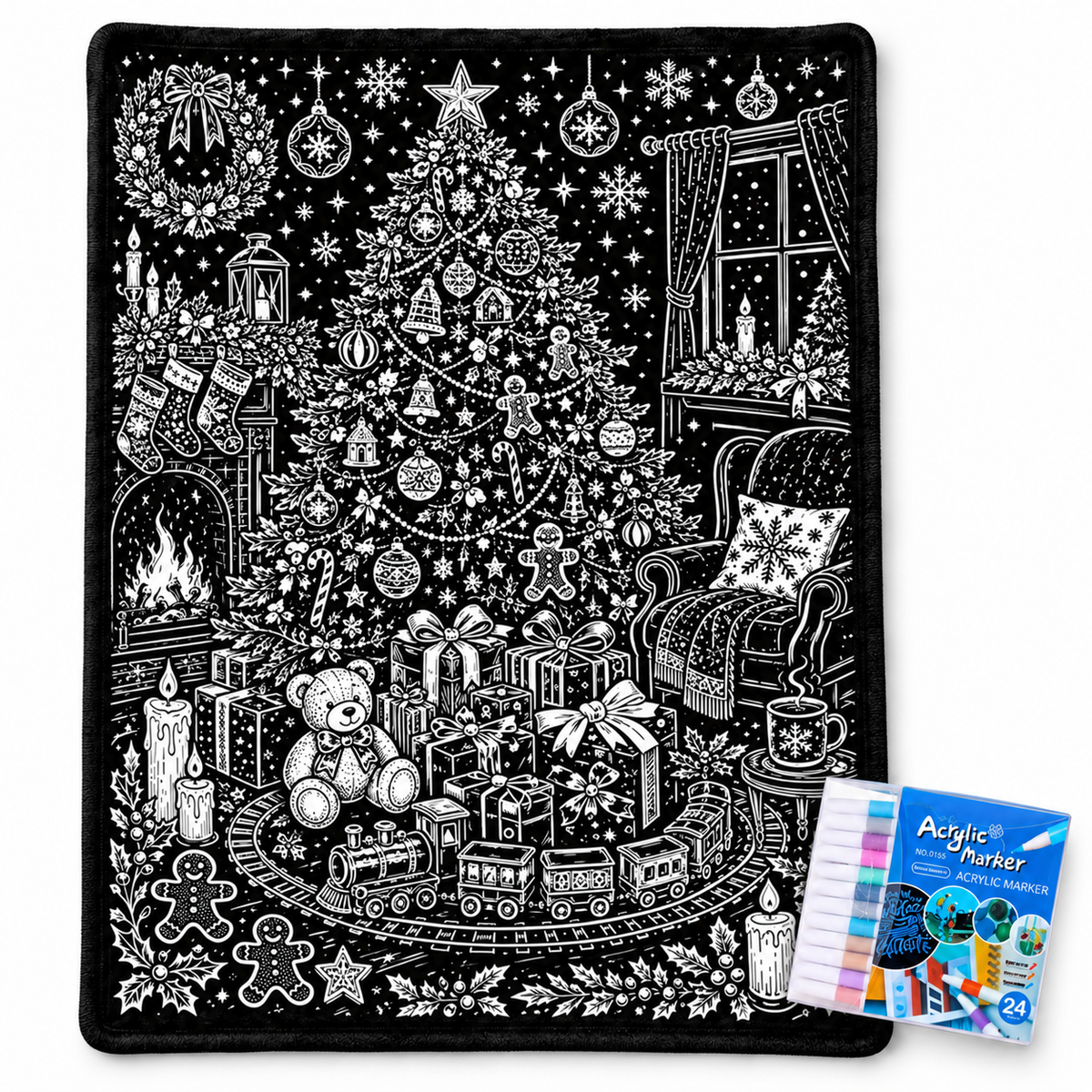 CozyDoodle™ Christmas Coloring Blanket – Color, Relax & Create