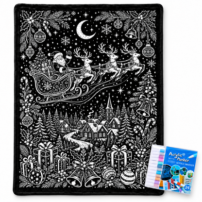 CozyDoodle™ Christmas Coloring Blanket – Color, Relax & Create
