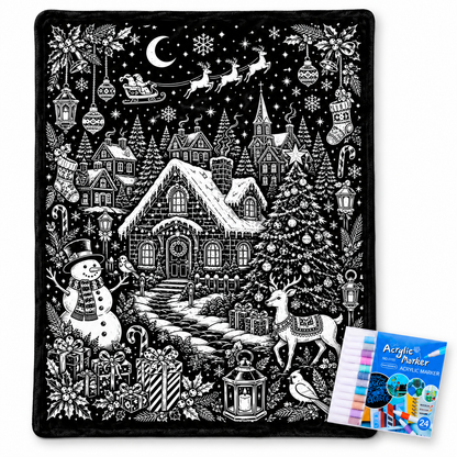 CozyDoodle™ Christmas Coloring Blanket – Color, Relax & Create